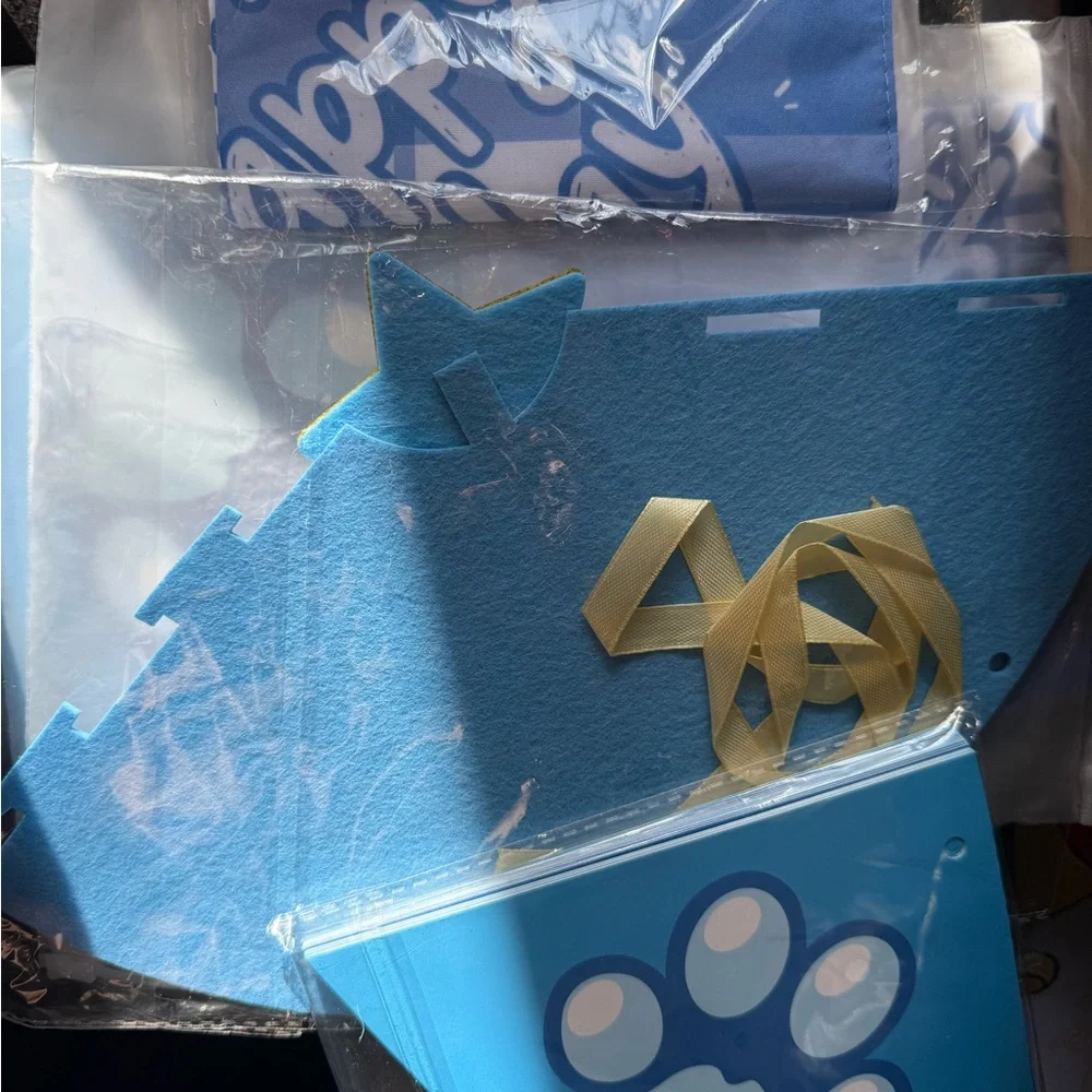 Pet Birthday Bandana Set - Includes Birthday Hat & Banner XL BLUE 3 pc set New